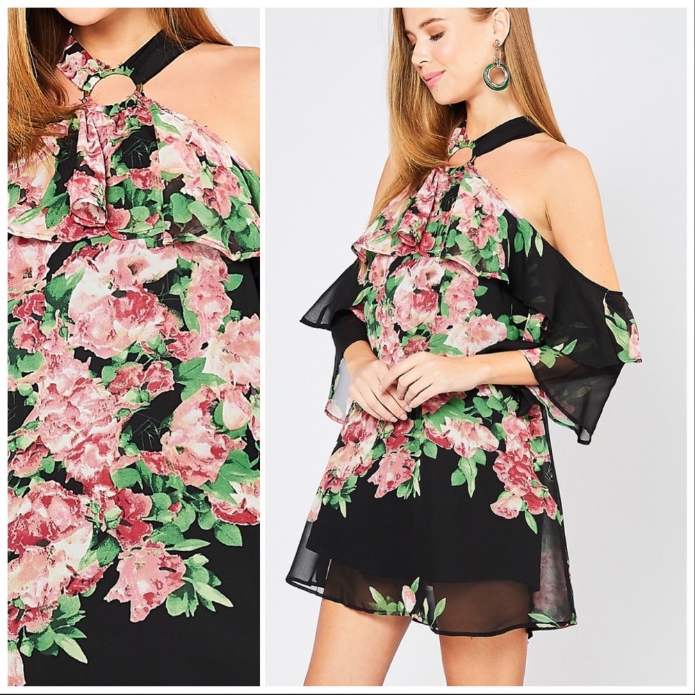 Entro Loveliness Floral Halter Mini Dress - Picture 15 of 16